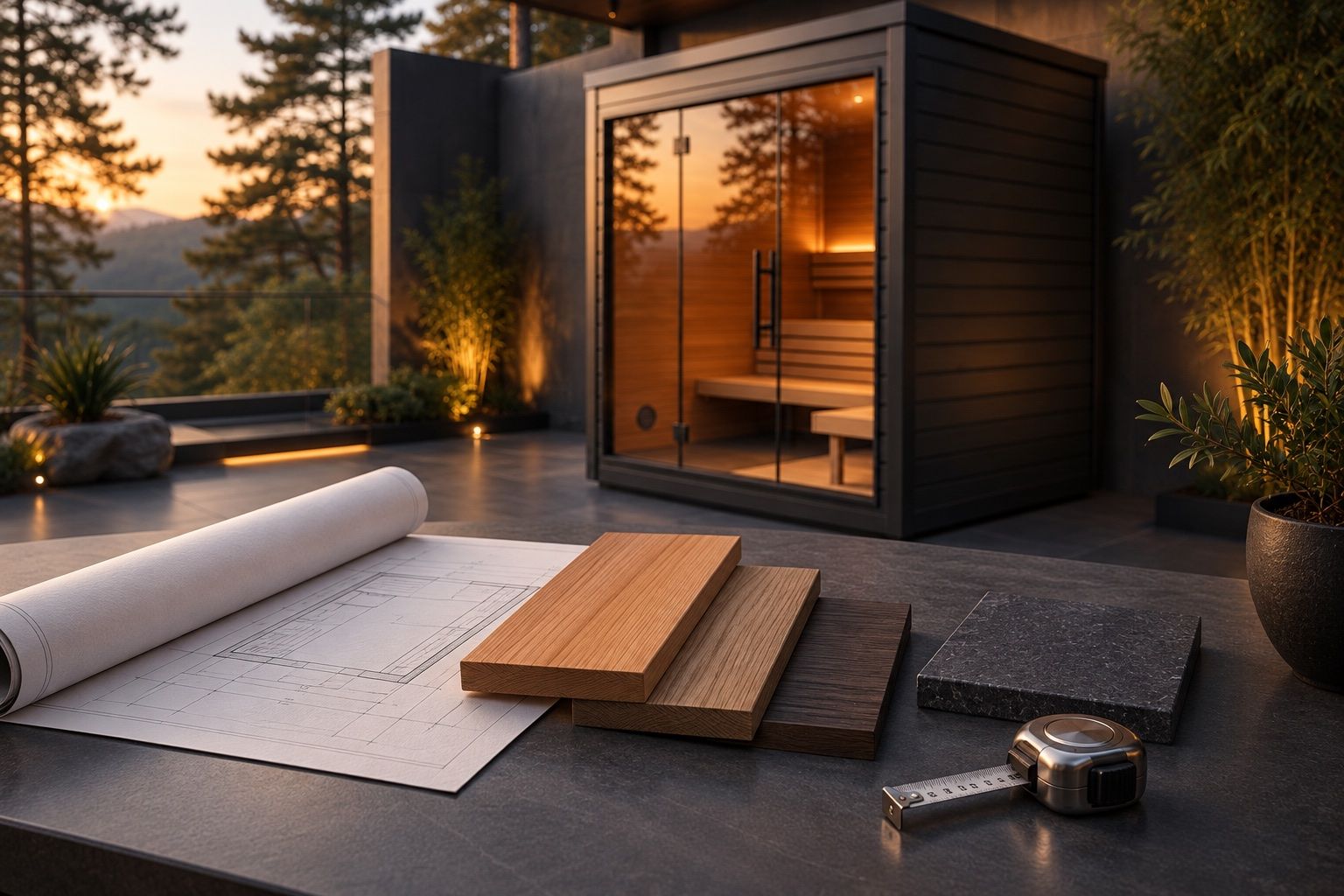 Concept image: material samples and installation planning